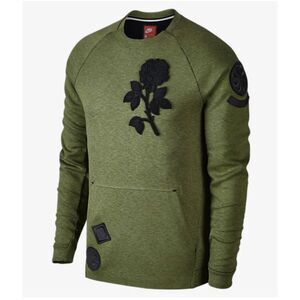 Nike Tech Small olive green Fleece Crewneck Black Rose sweatshirt unique